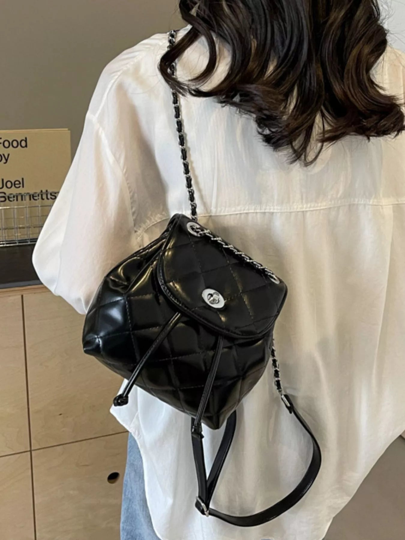 Quilted Chain Backpack Bag