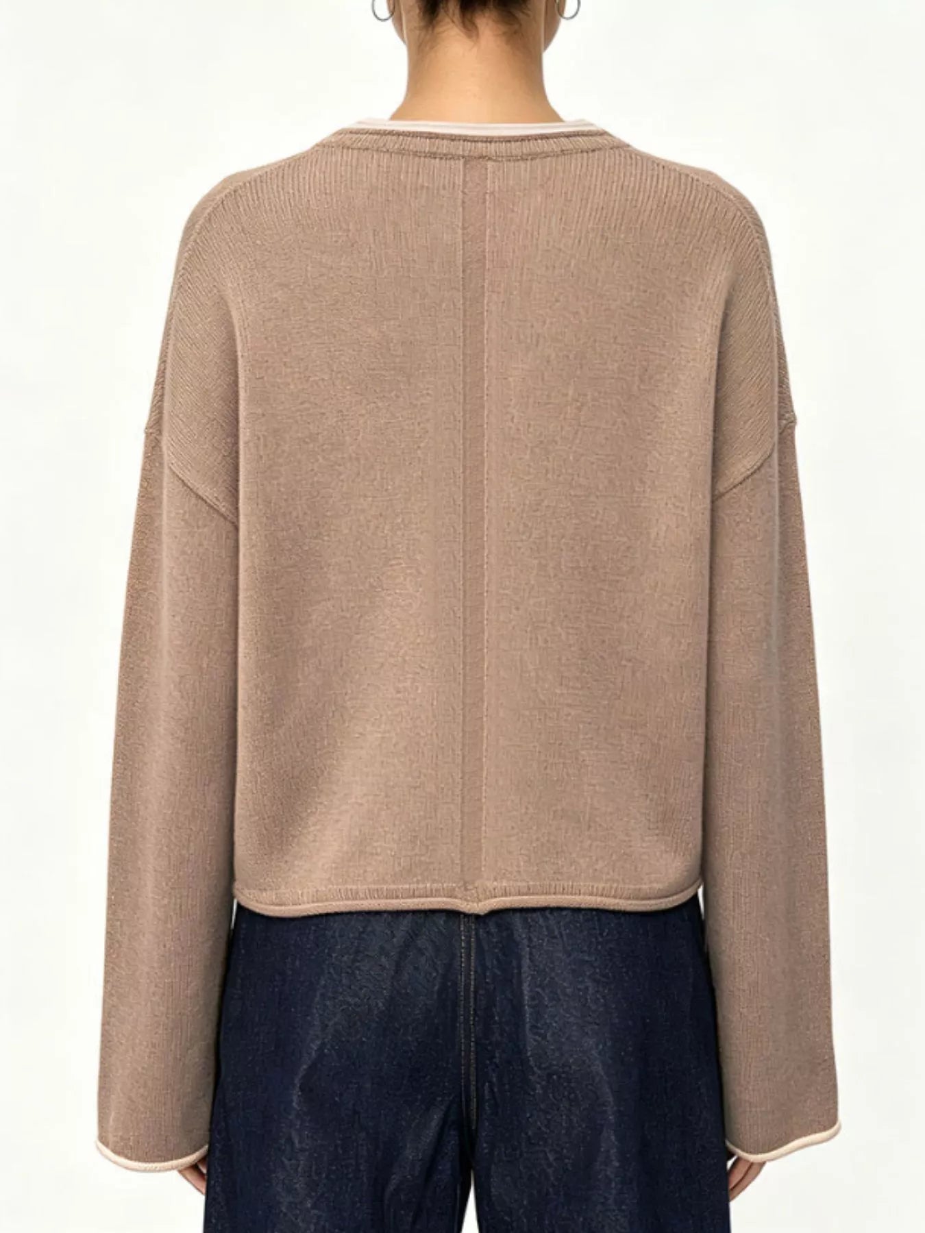 Crew Neck Dropped Shoulder Sweater