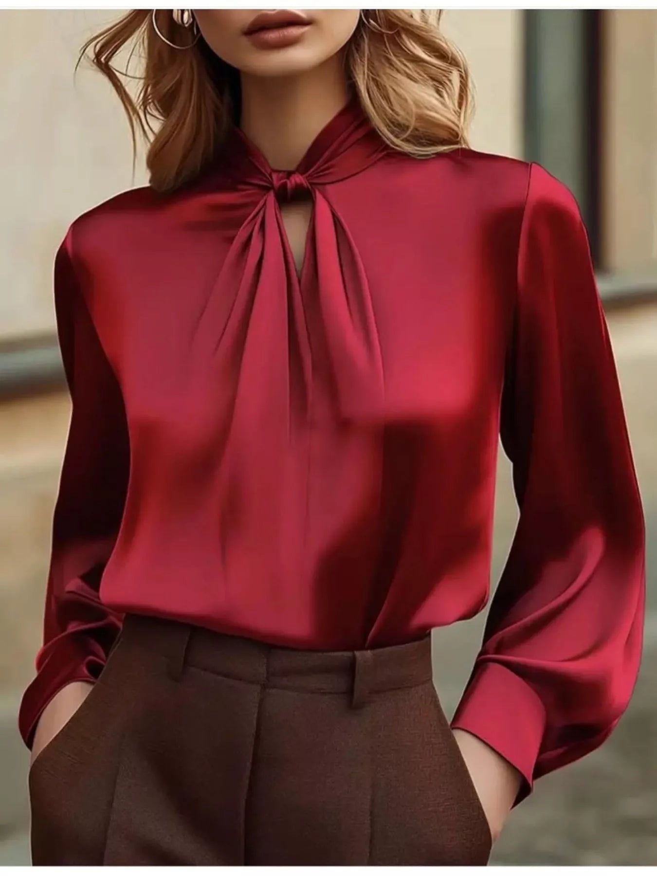 Satin Cutout Front Blouse