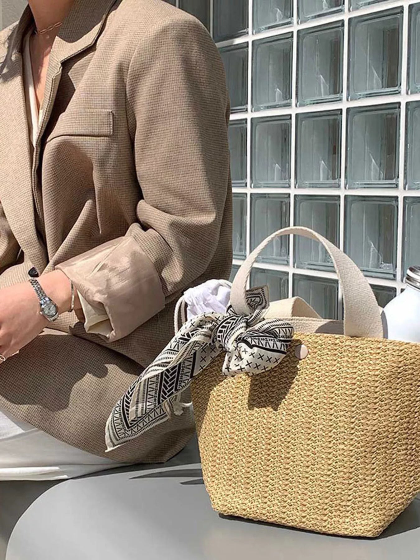 Woven Straw Tote Bag
