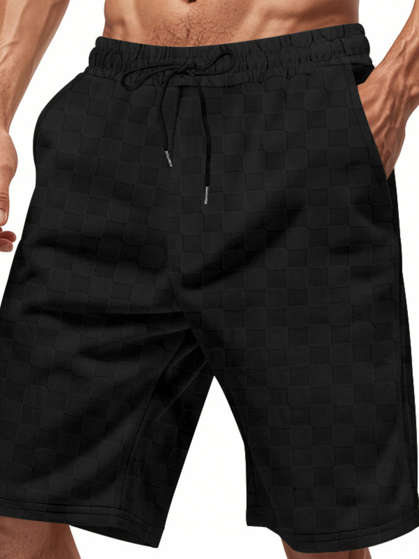 Men's Full Size Checkered Casual Drawstring Shorts Plus Size