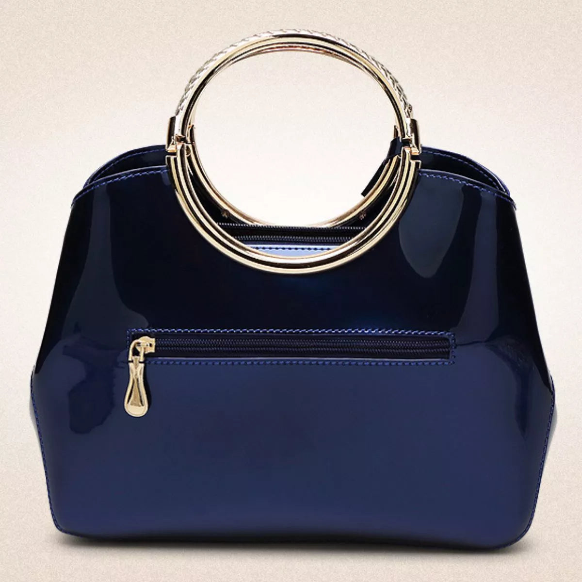 Glossy Ring Handle Handbag