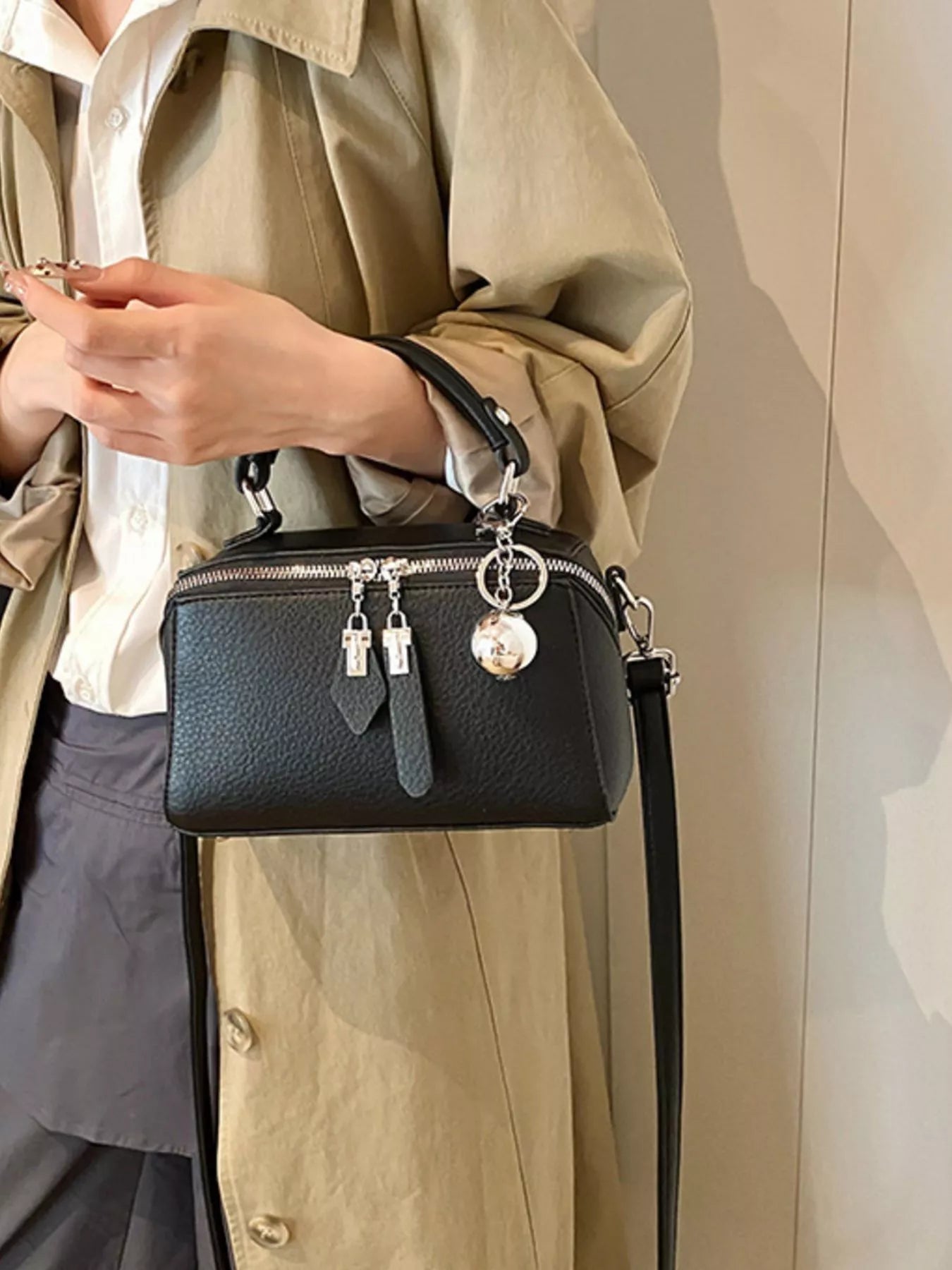 Textured Leather Handbag