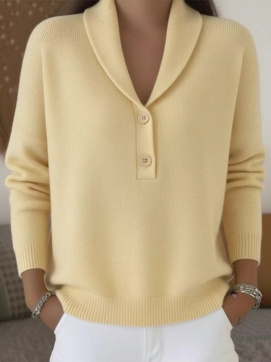 Full Size Button Detail Long Sleeve Sweater Plus Size