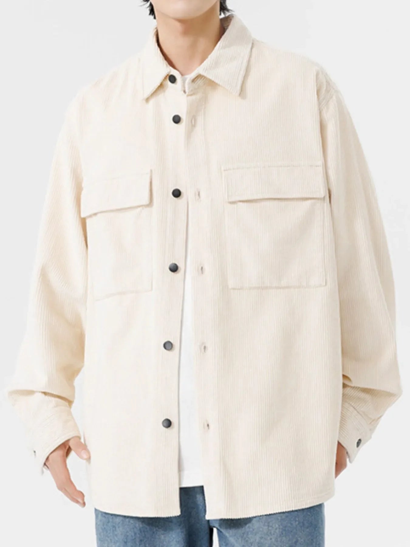 Men's Plus Size Oversized Button Up Corduroy Shirt