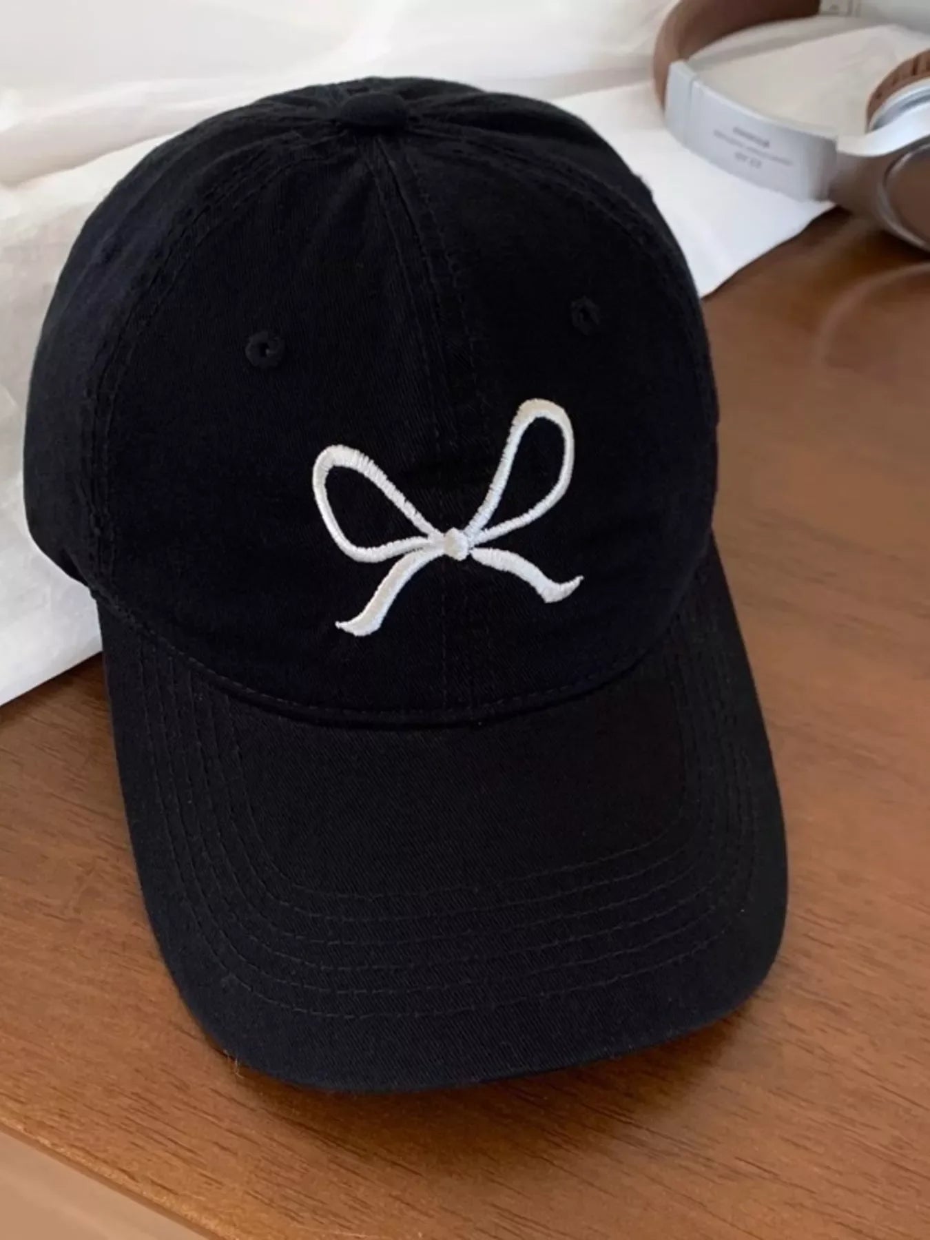 Embroidered Bow Baseball Cap