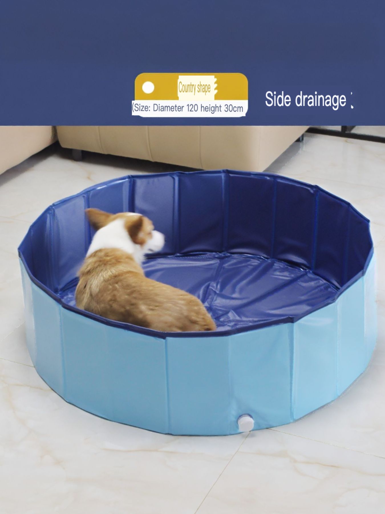 Foldable Pet Bath Pool with Side Drain