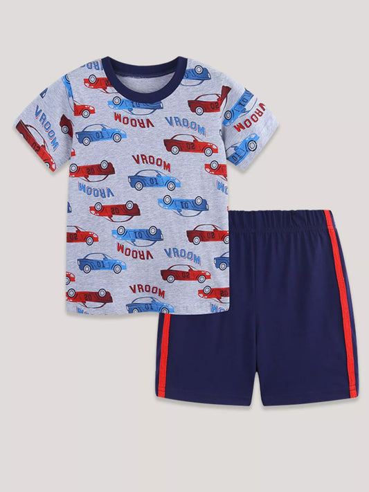 Children's Car Print Tee and Shorts Set
