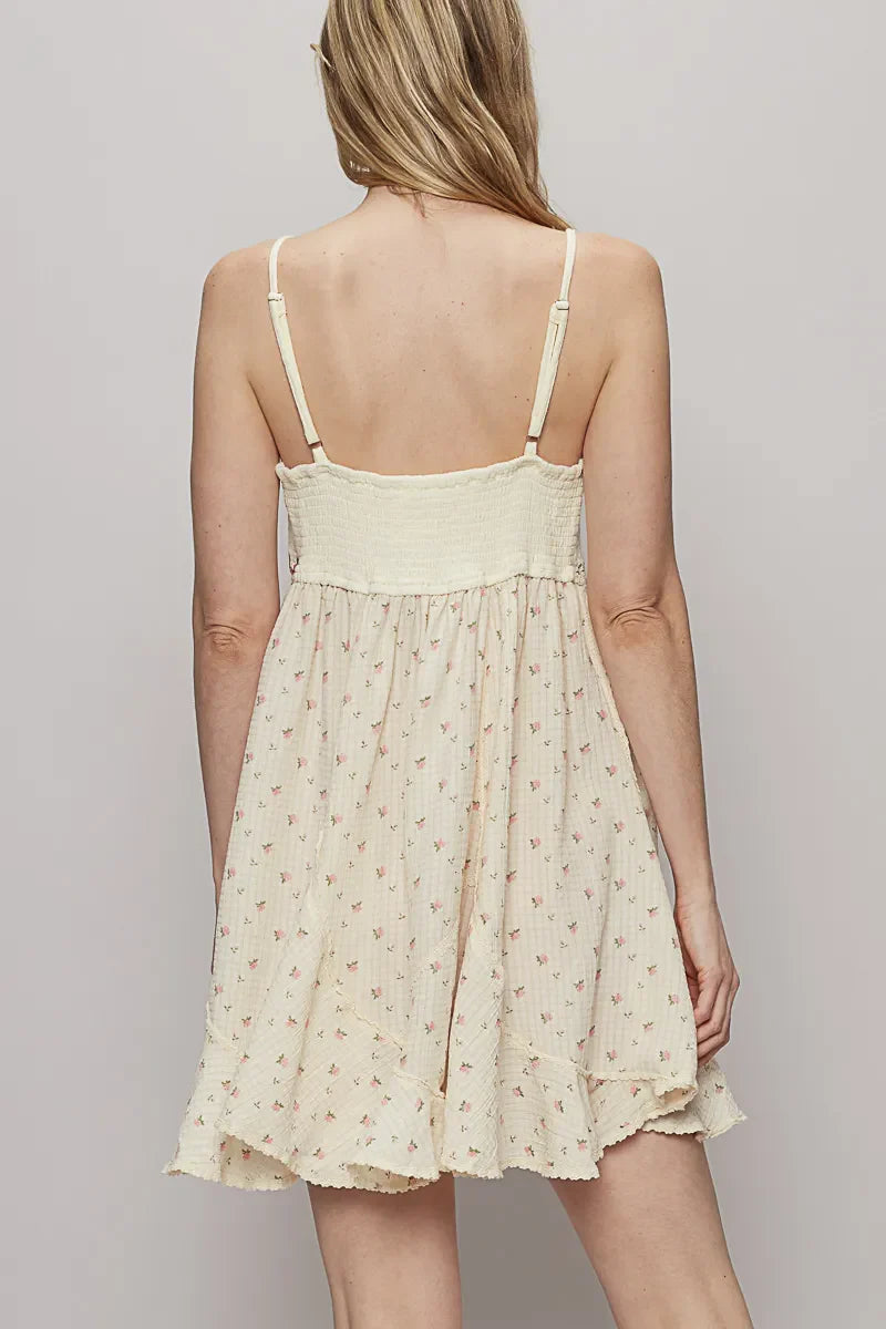 POL Ruffled Hem Floral Print Cami Mini Dress