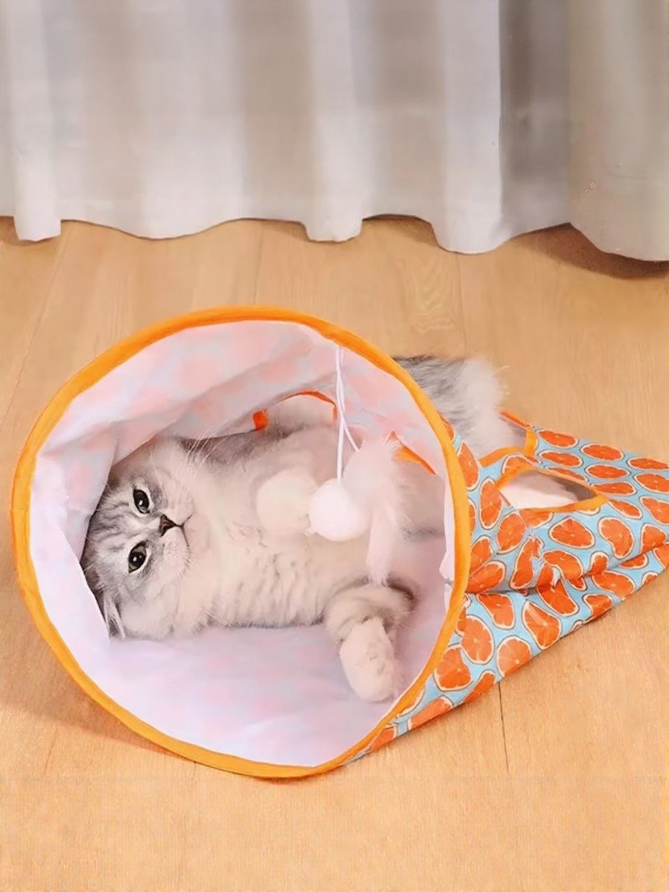 Collapsible Printed Cat Tunnel Toy