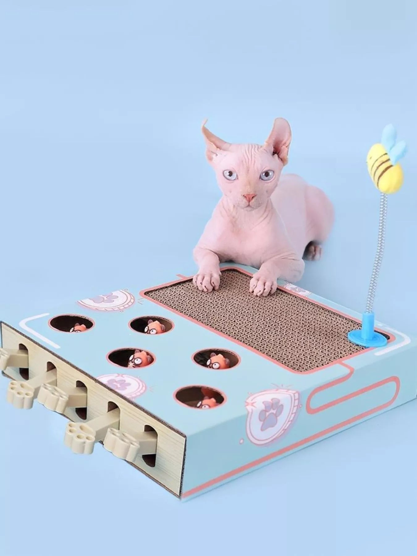 Interactive Whack-A-Mole Cat Toy Box