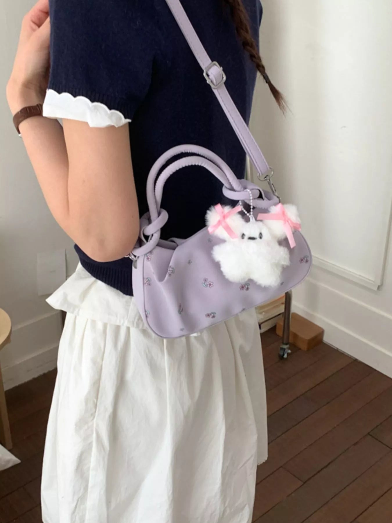 Floral Ruched Crossbody Bag