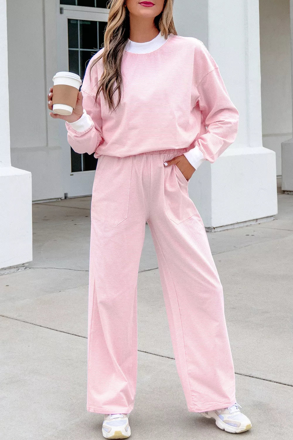 Striped Long Sleeve Top and Pants Set