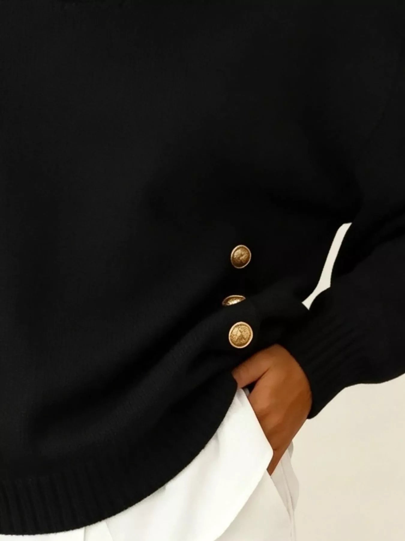 Chic Collared Decor-Button Sweater
