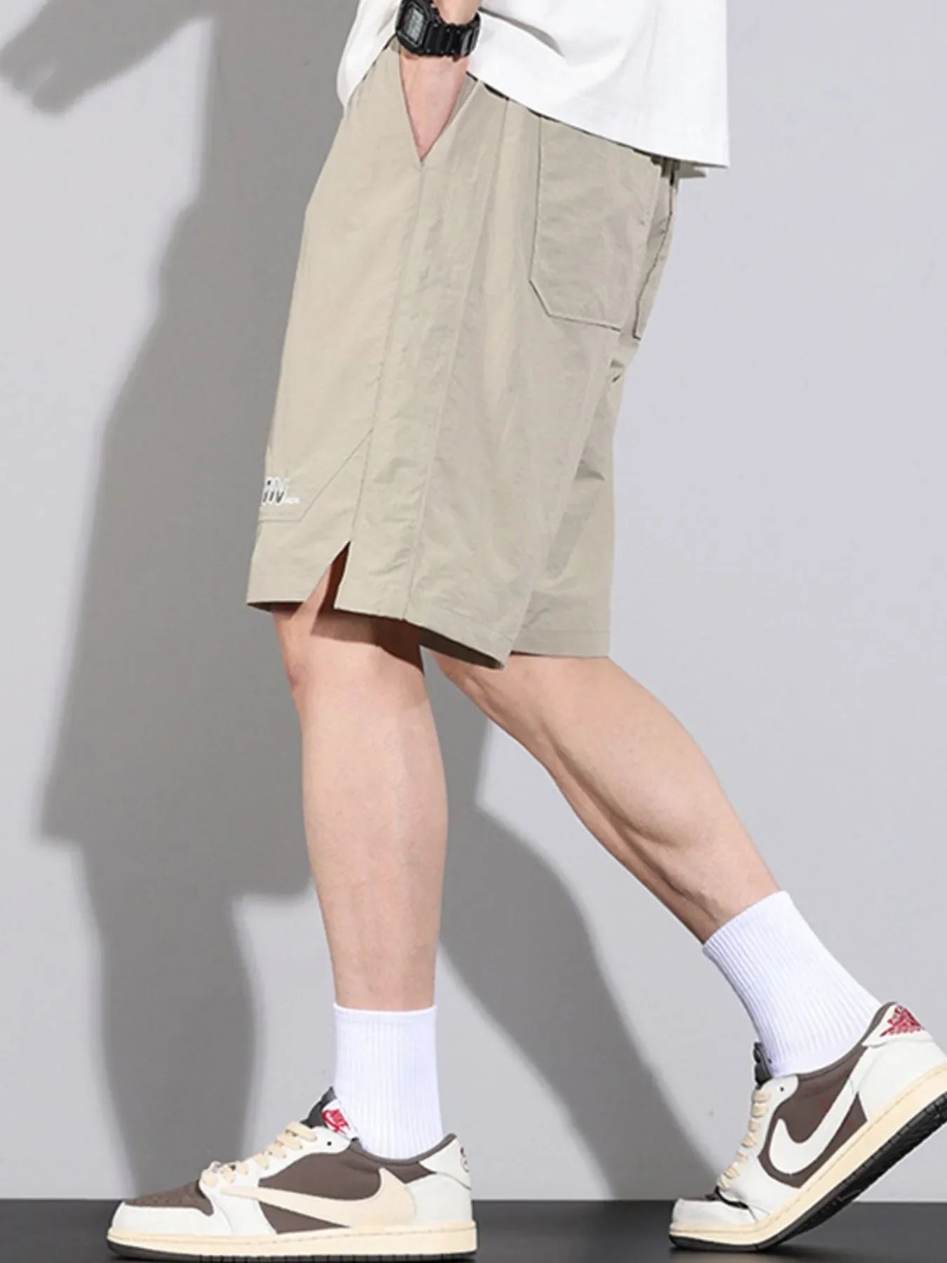 Men's Plus Size Drawstring Basketball Shorts with Side Pockets