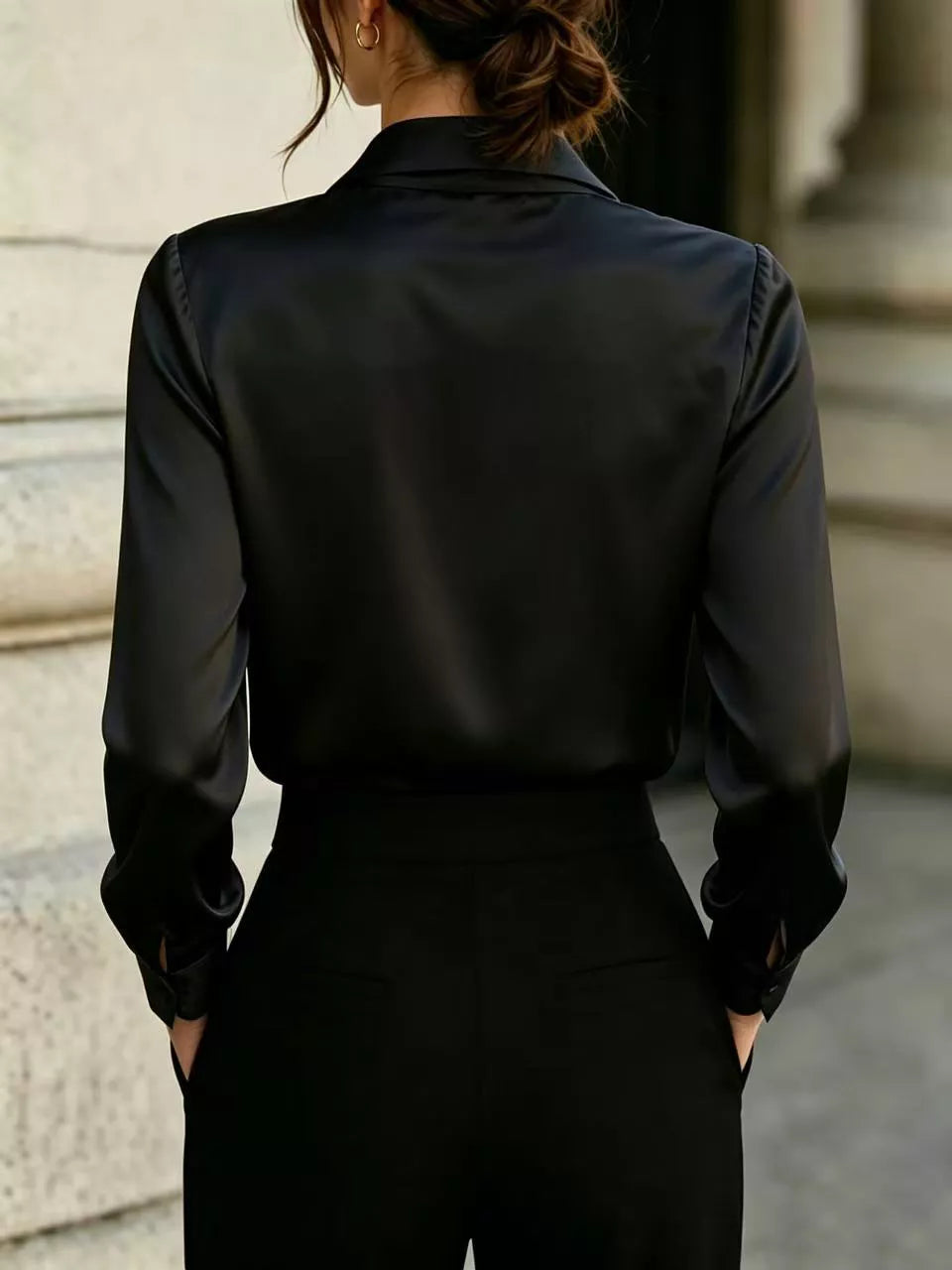 Front Tie Detail Satin Blouse