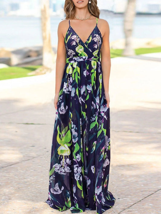 Floral Print Spaghetti Strap Maxi Dress