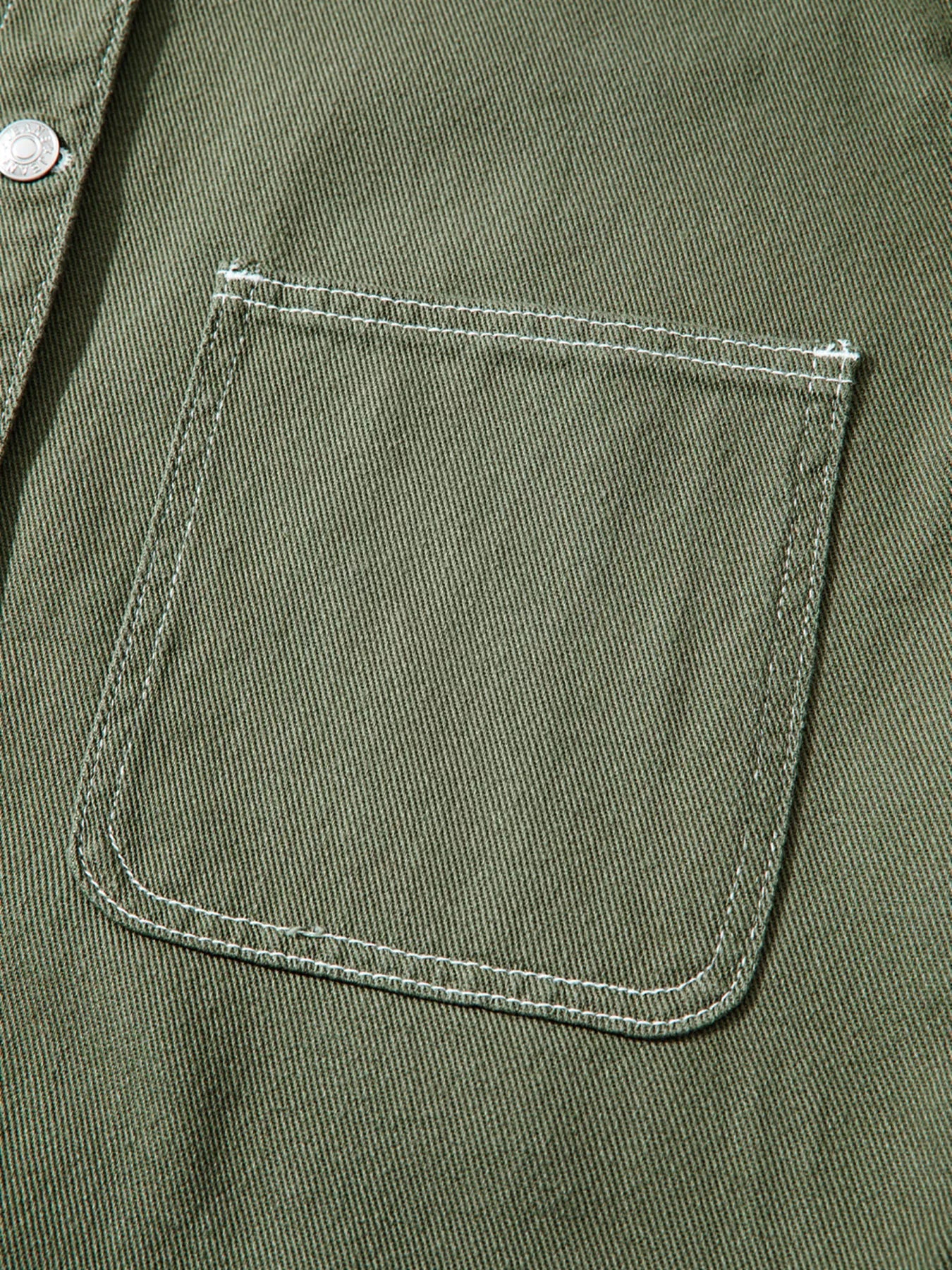 Patched Pocket Collared Button Front Boyfriend Denim Jacket