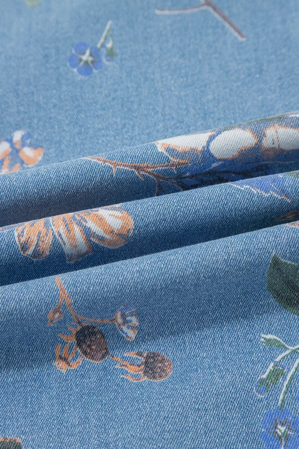 Floral Print Wide-Leg Jeans