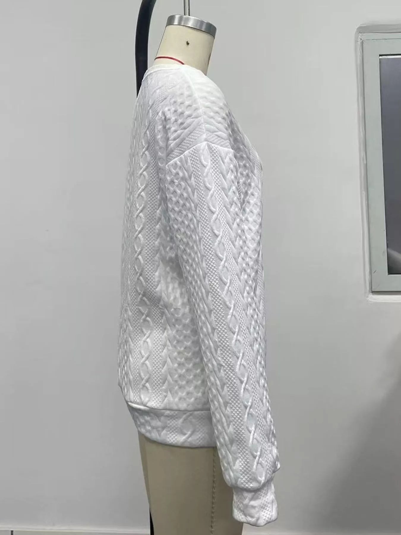 Textured Knit Crewneck Sweatshirt