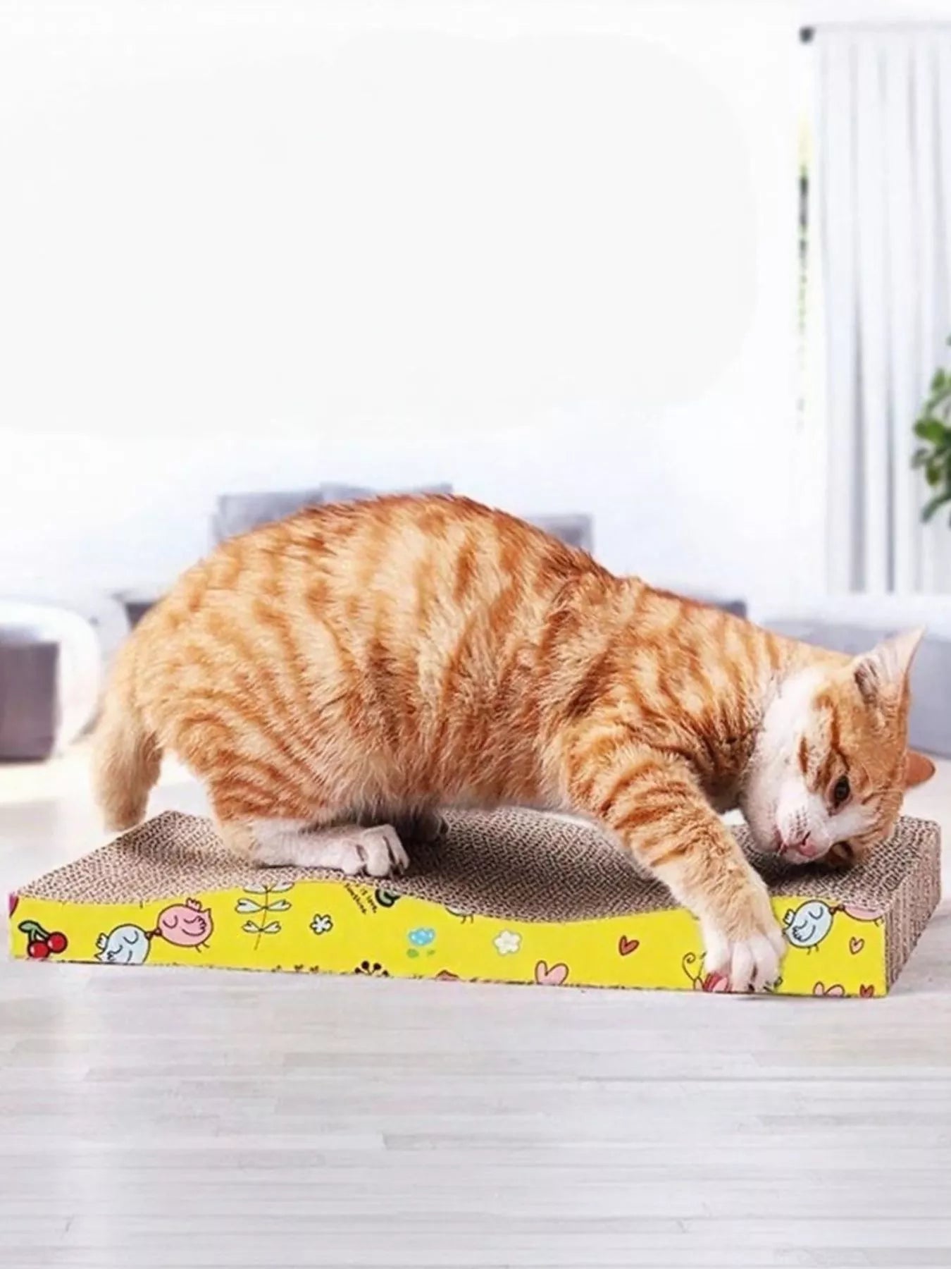 Durable Corrugated Cat Scratching Posts with Cartoon Pattern