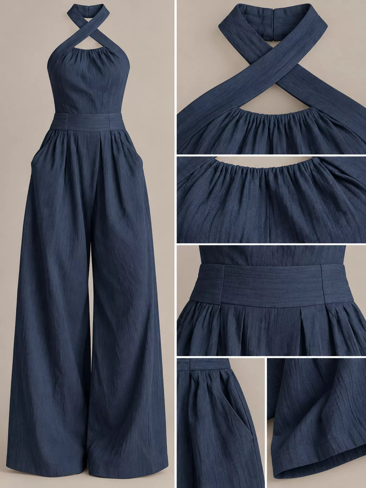 Full Size Halter Neck Wide-Leg Jumpsuit Plus Size