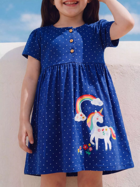 Children's Polka Dot Unicorn Rainbow Dress