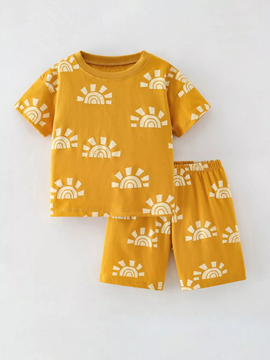 Children's Sunshine Print Short Sleeve Tee and Shorts Set