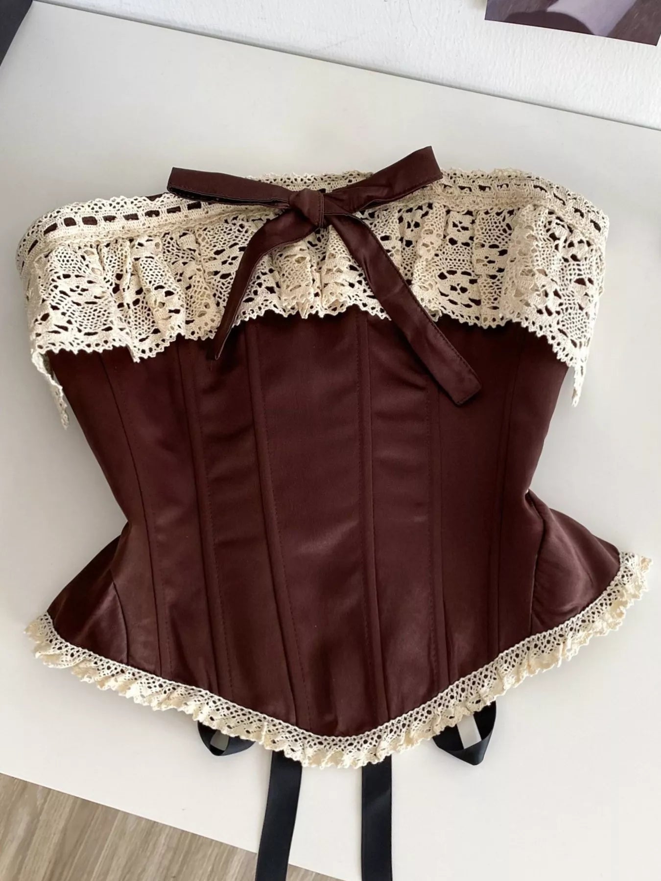 Crochet Lace Strapless Boned Corset Lace‑Up Waist Cincher Tube Top