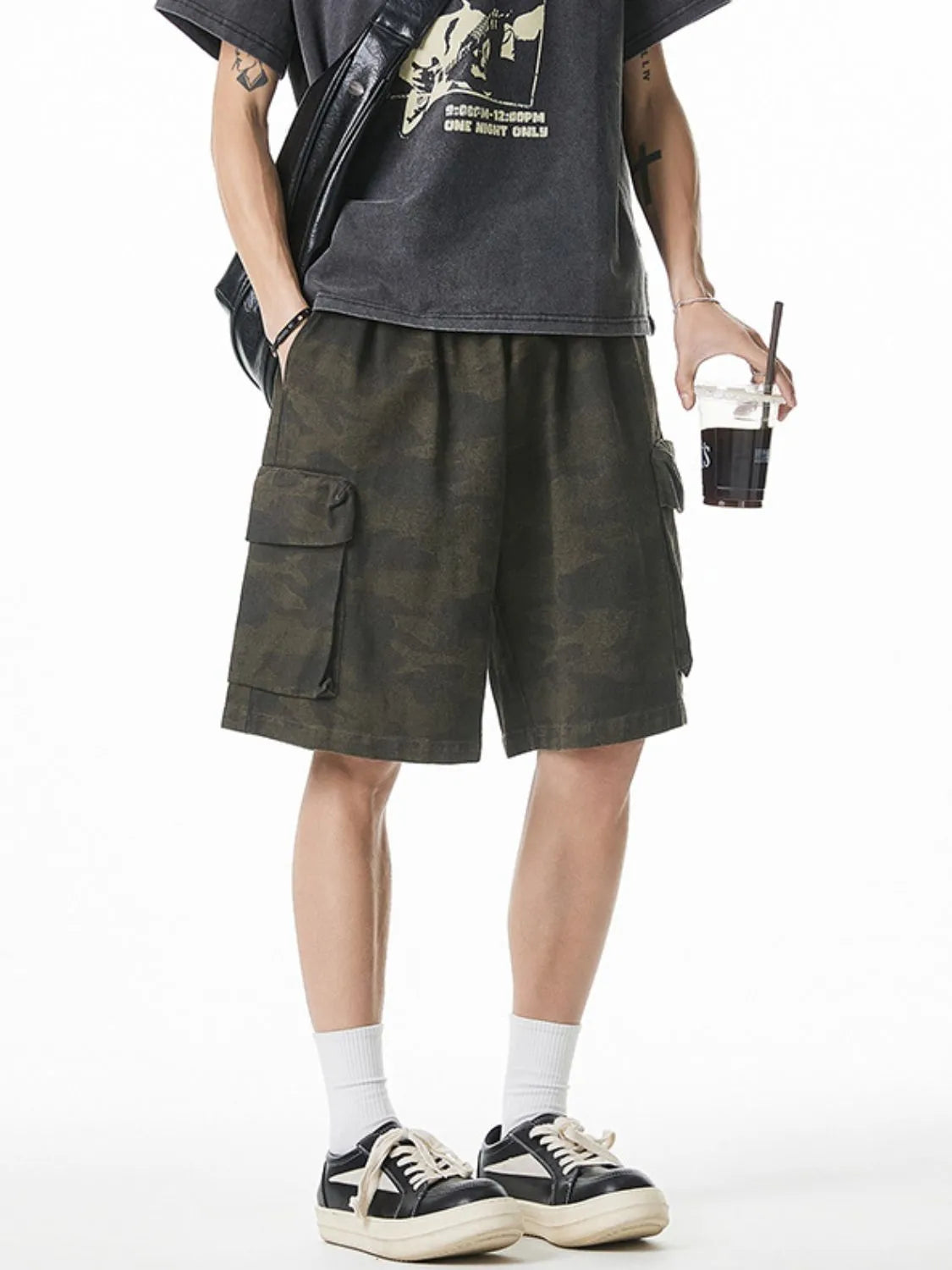Men's Plus Size Camouflage Shorts with Pockets