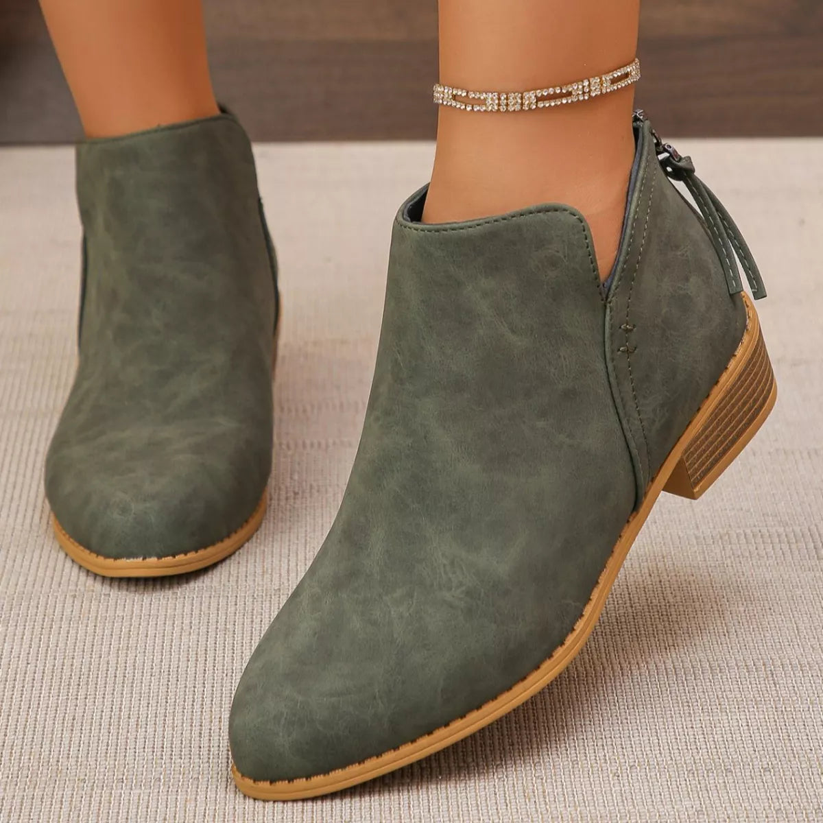 Point Toe Block Heels Boots