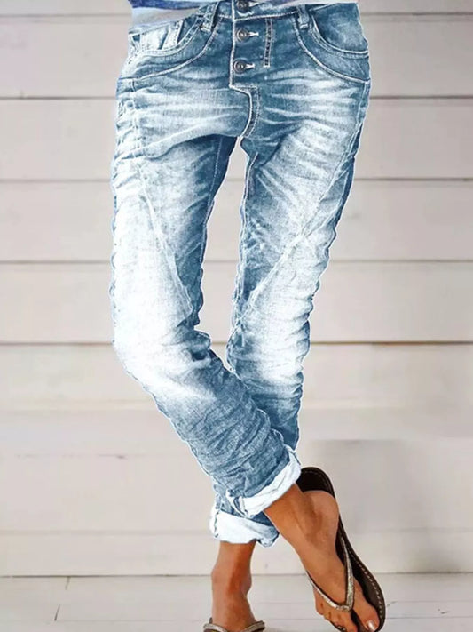 Full Size Washed Button-Fly Jeans Plus Size