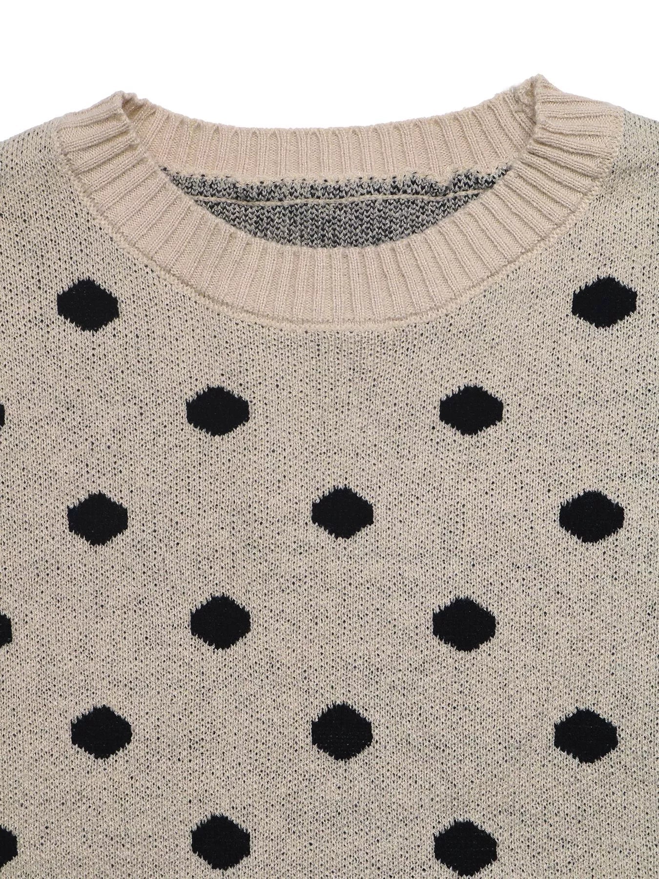 Polka Dot Dropped Shoulder Sweater
