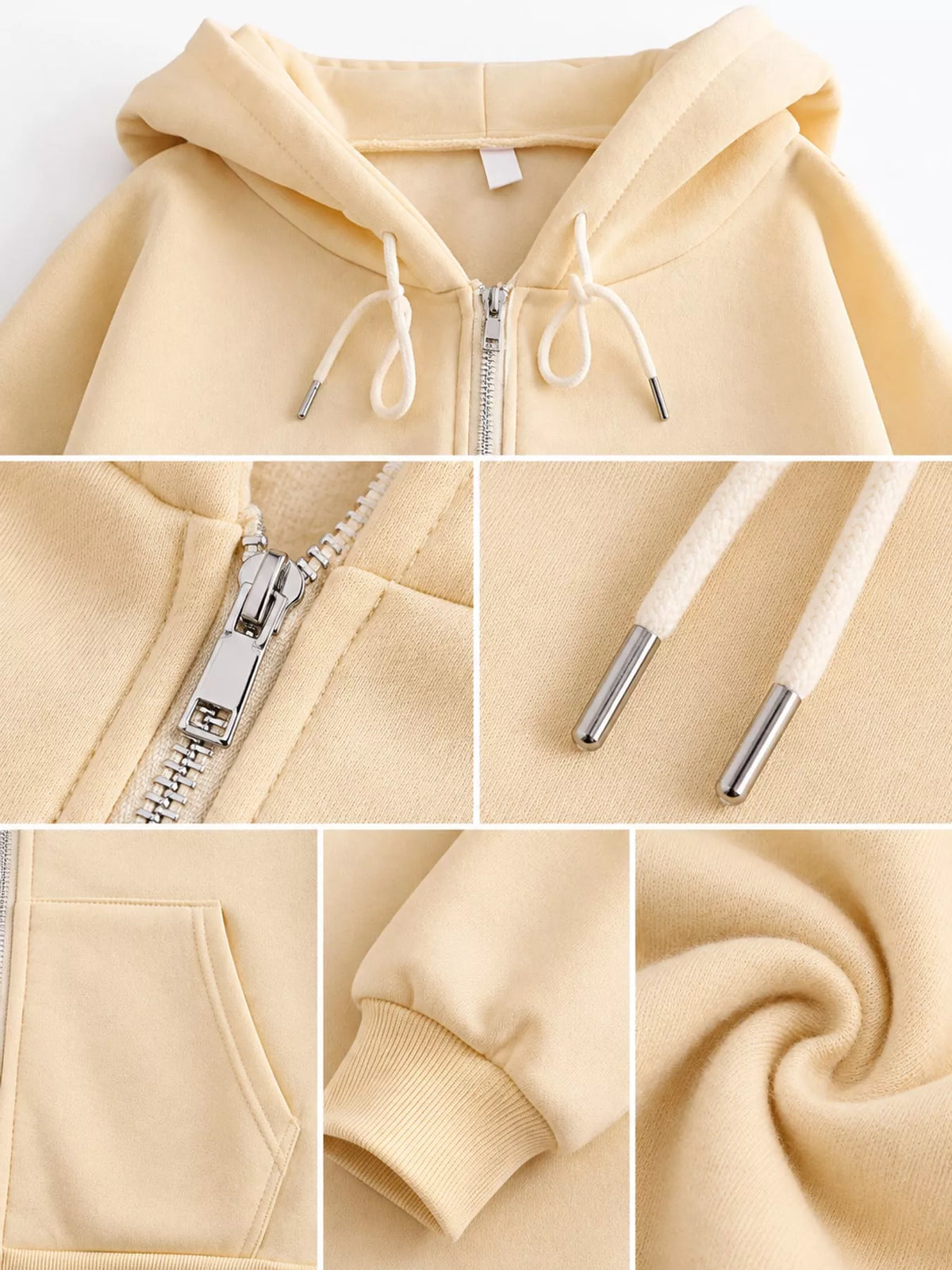 Full Size Oversized Solid Zip-Up Hoodie with Drawstring Plus Size