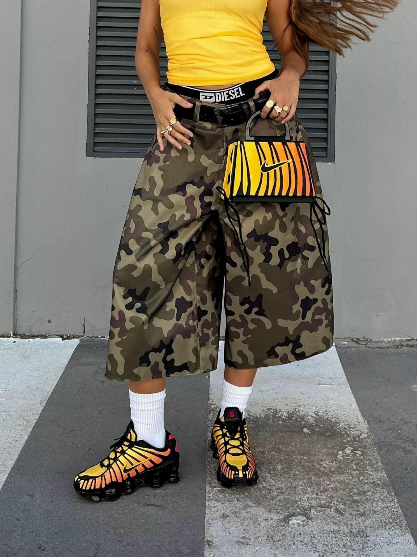 Camouflage Wide-Leg Capris