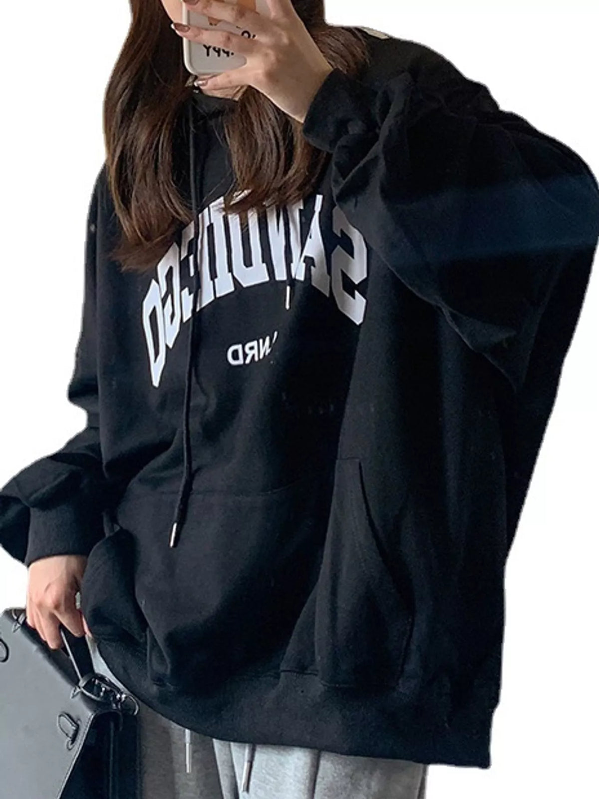 Letter Graphic Long Sleeve Hoodie