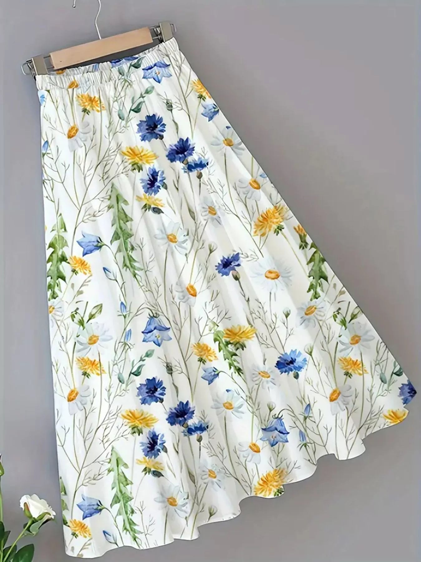 Printed Elastic Waist Skirt