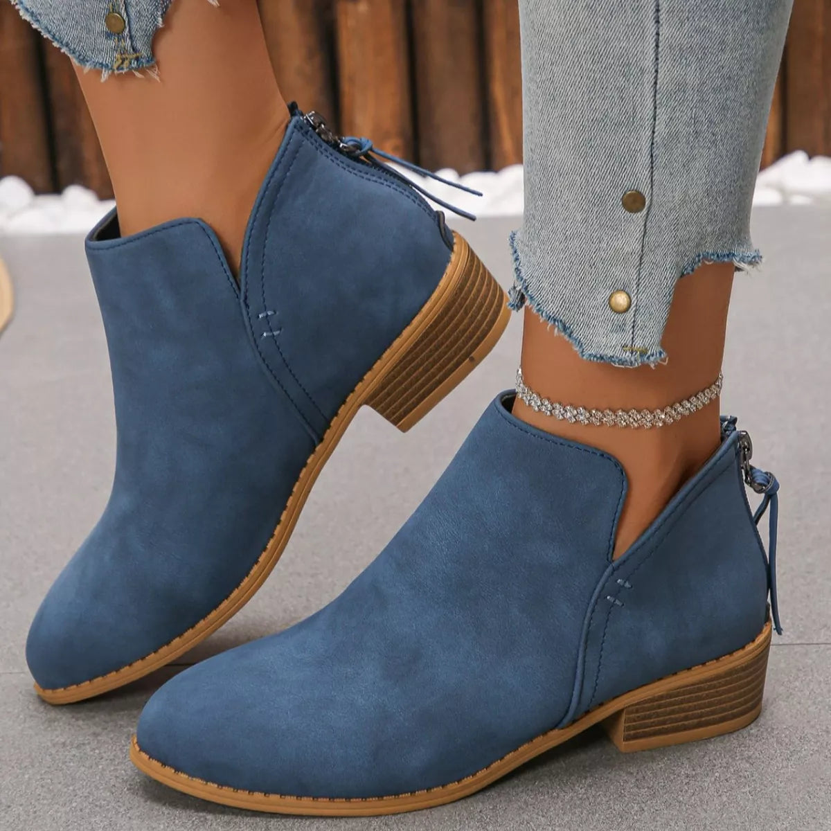 Point Toe Block Heels Boots