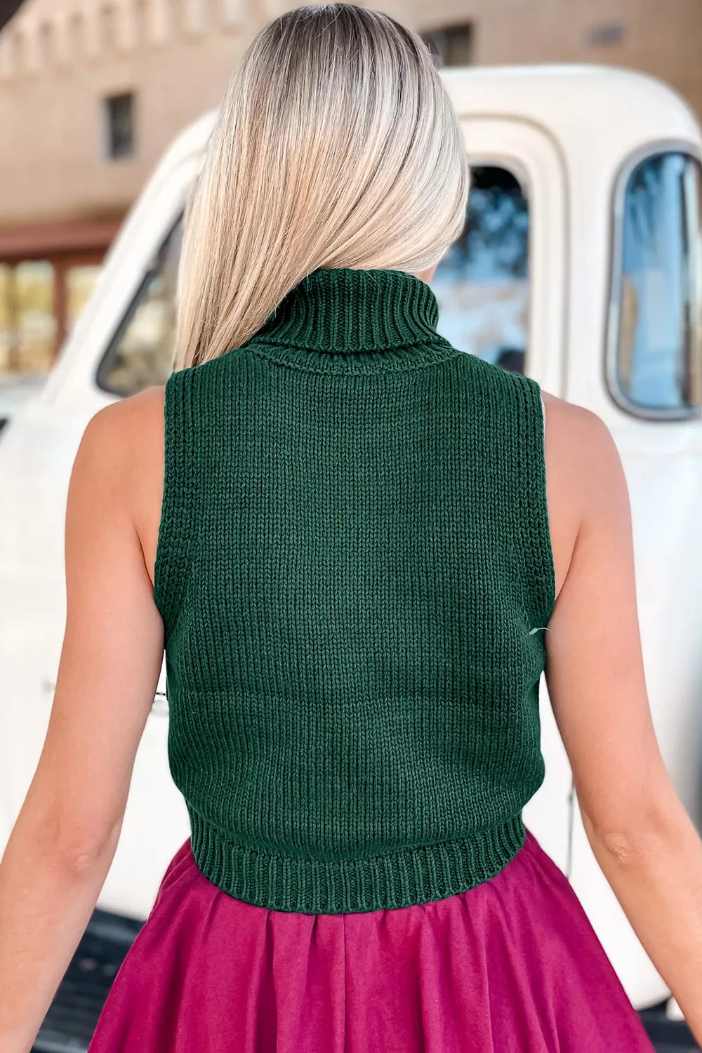 Festive Candy Cane Embroidered Turtleneck Sweater Vest