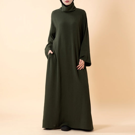 Everyday Crepe Turtleneck Abaya – Relaxed Fit for All Seasons (MA384)