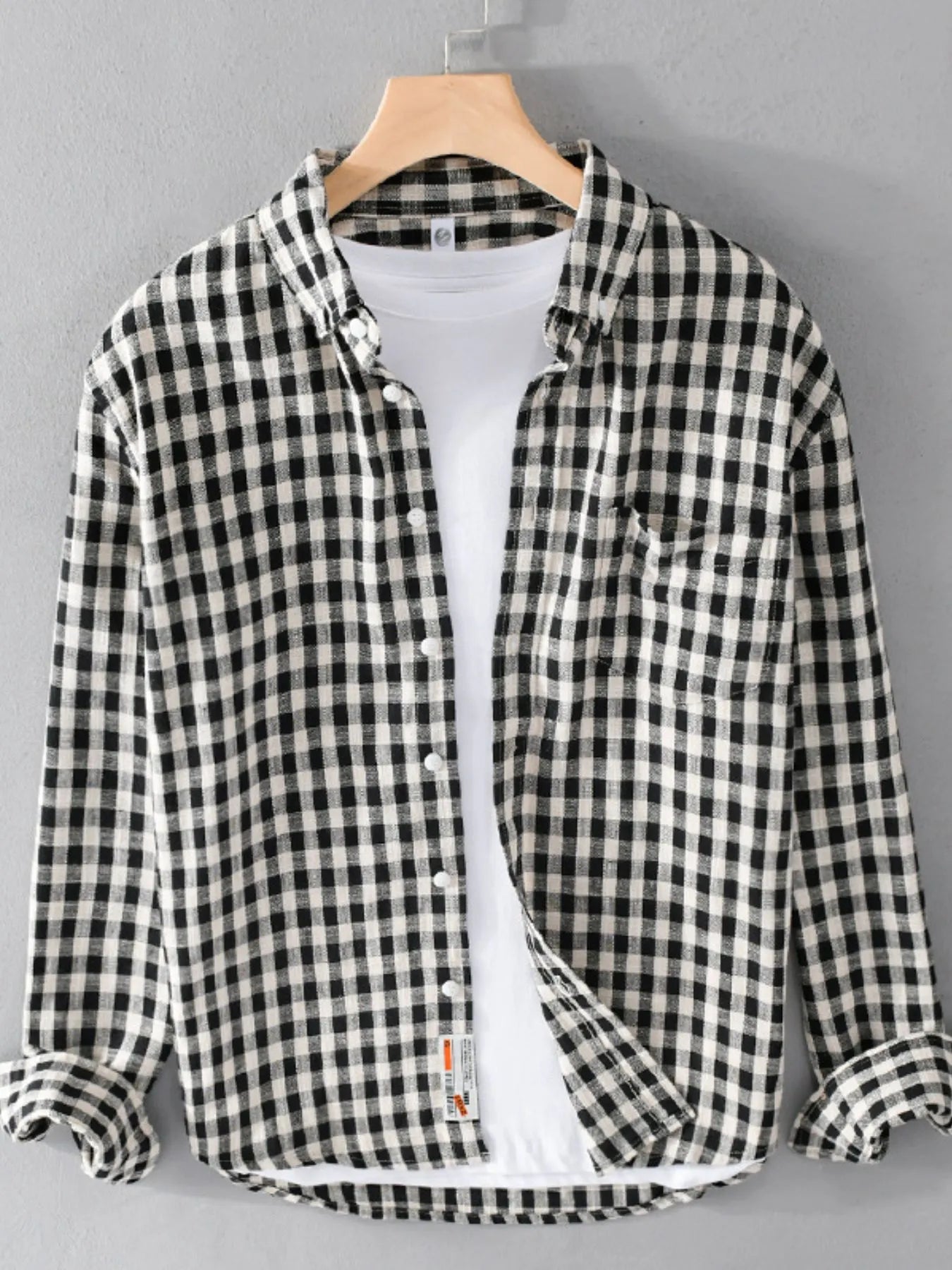 Men's Plus Size Gingham Check Button-Up Shirt