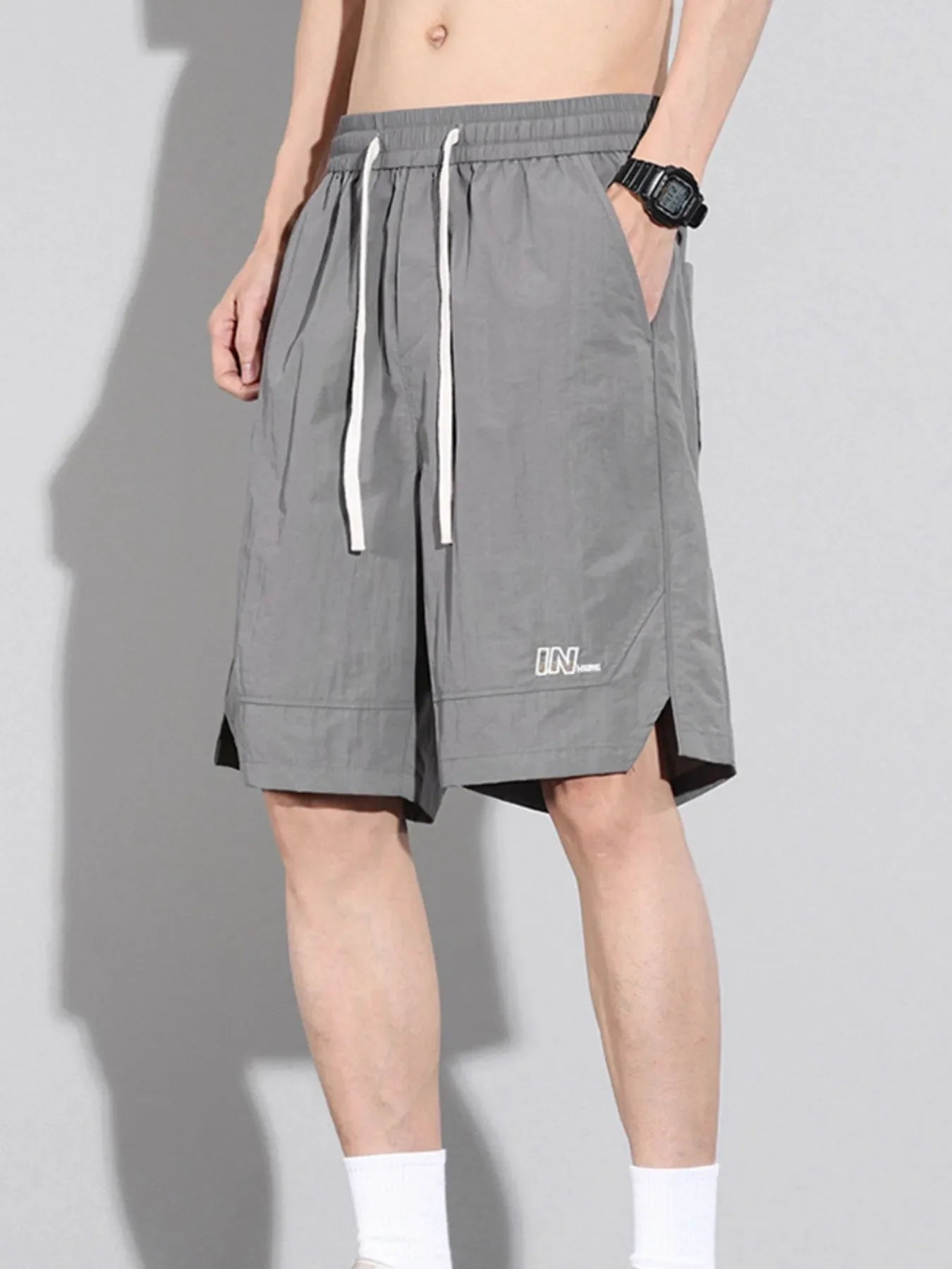 Men's Plus Size Drawstring Basketball Shorts with Side Pockets