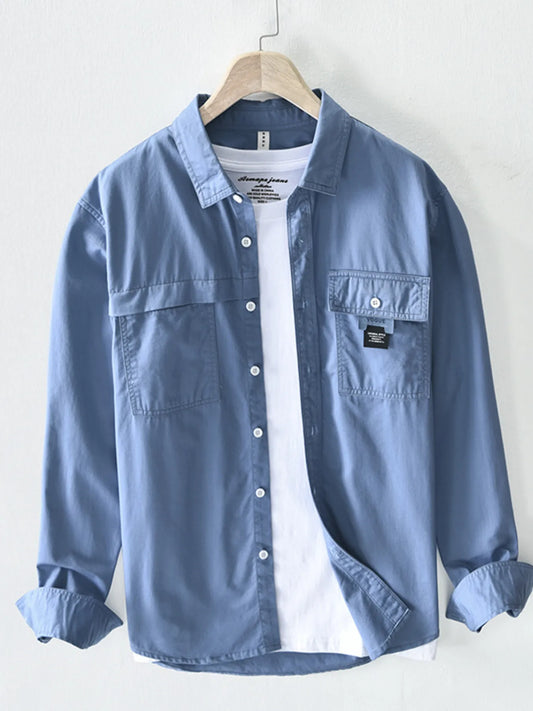 Men's Plus Size Button Up Long Sleeve Shirt