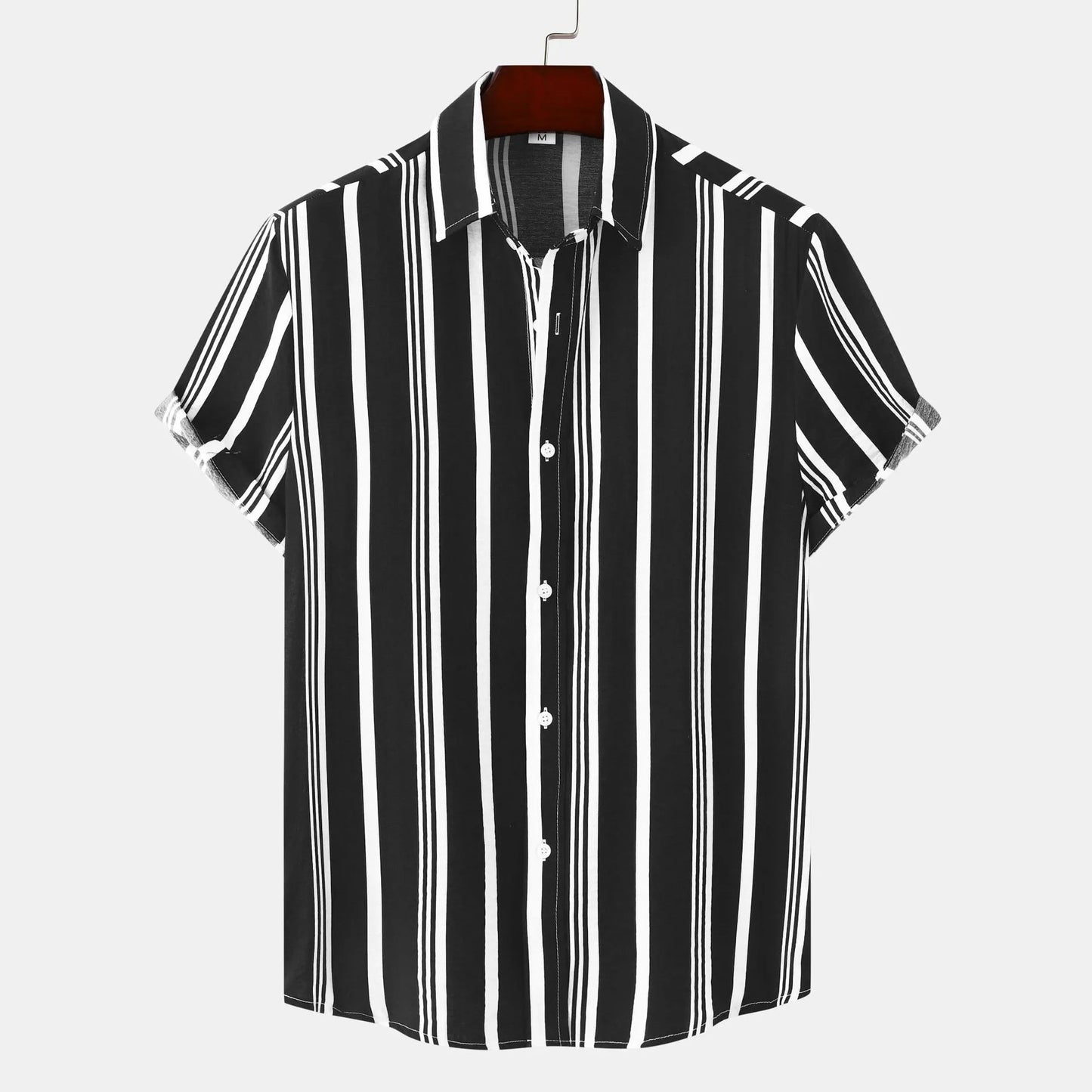 Men's Plus Size Striped Short Sleeve Button-Down Shirt
