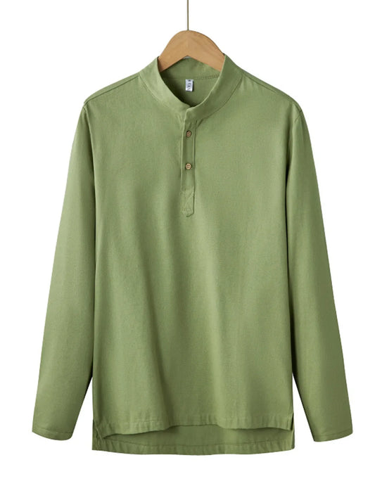 Men's Plus Size Button Detail Long Sleeve Blouse