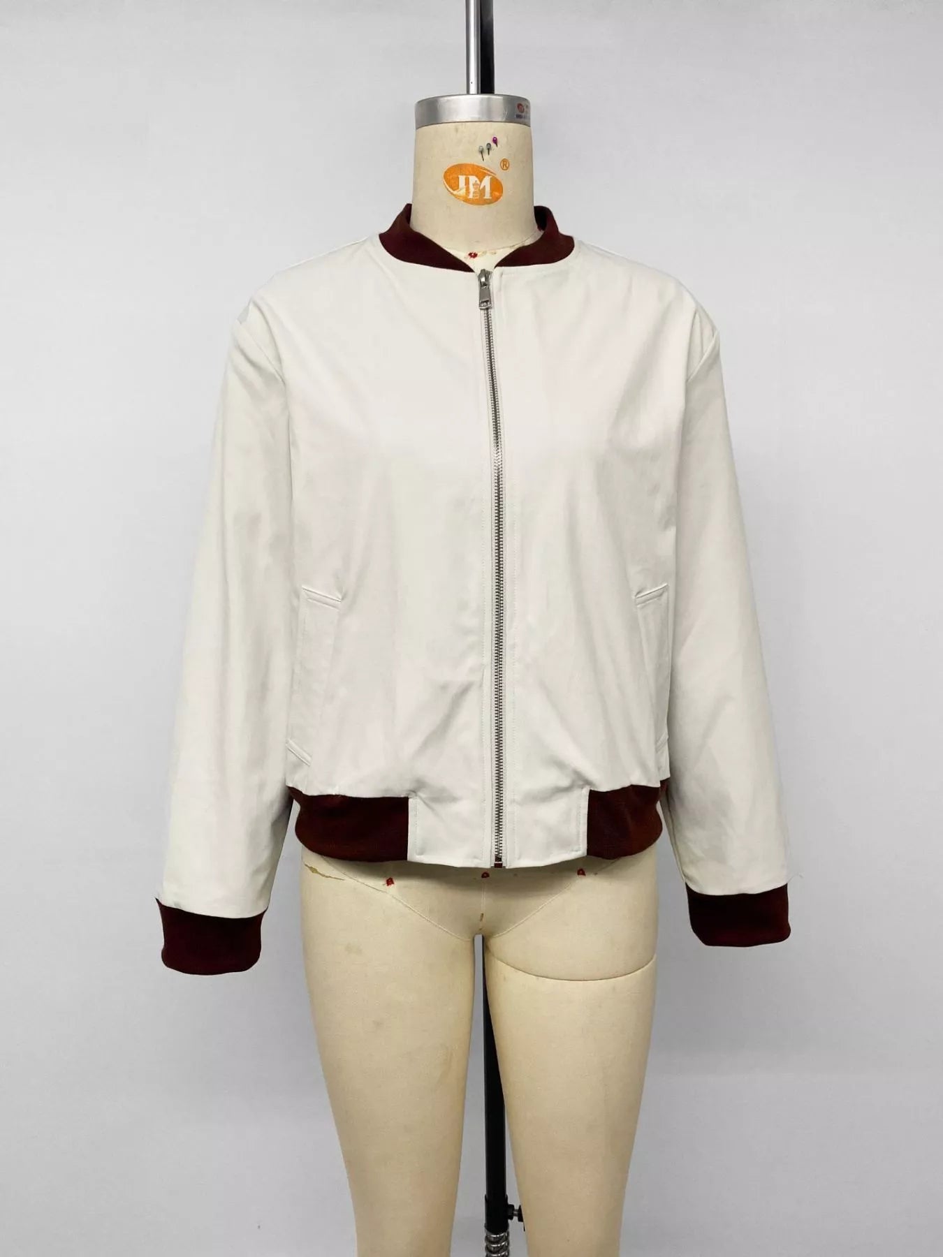 Contrast Trim Zip Up Jacket