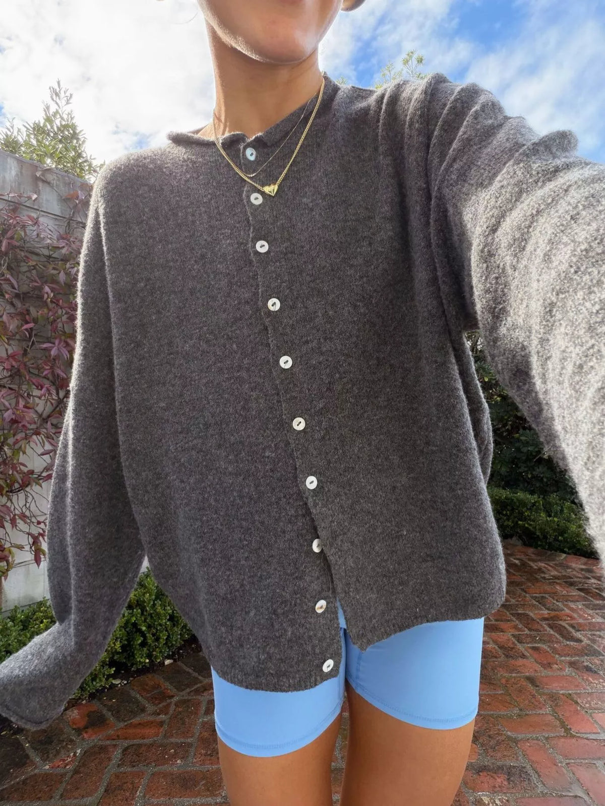 Button-Down Dropped Shoulder Cardigan
