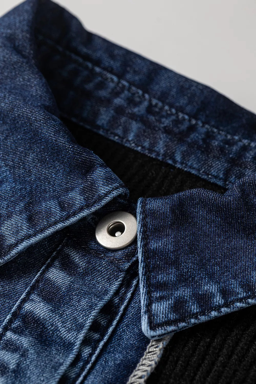 Denim Contrast Placket Long Sleeve Cardigan