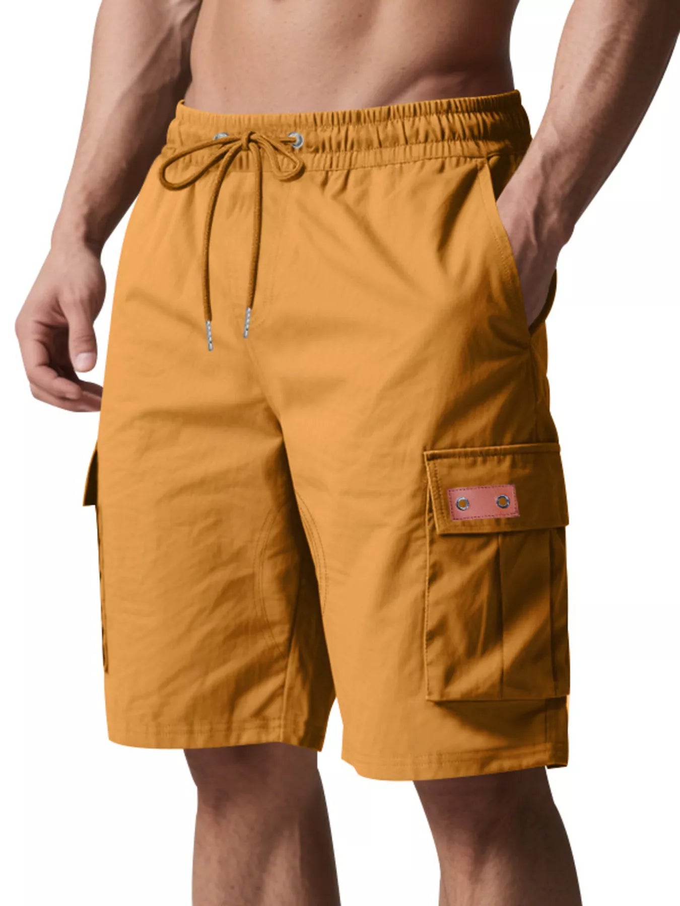 Men's Full Size Cargo Shorts with Drawstring Plus Size