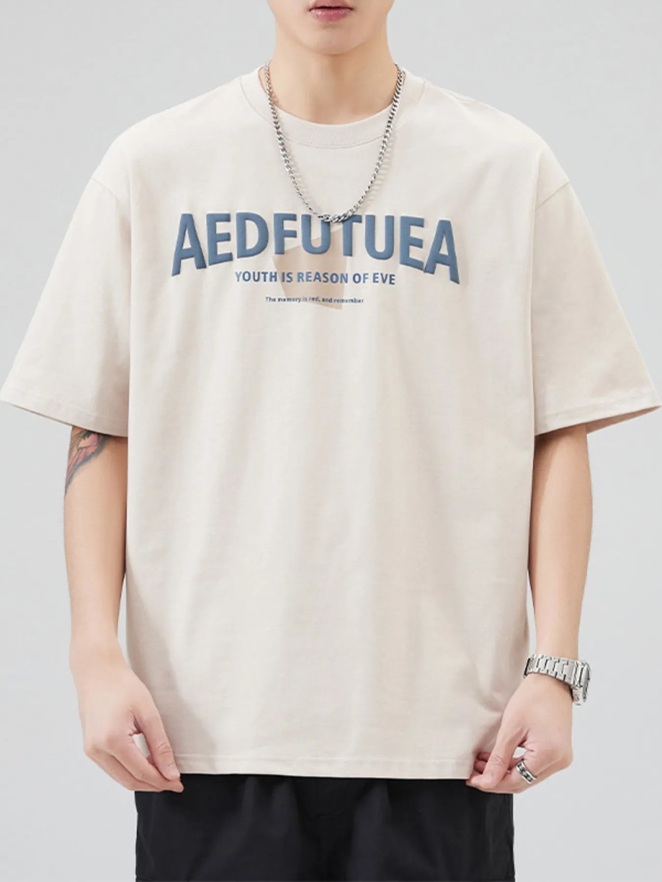 Men's Plus Size Letter Round Neck Half Sleeve T-Shirt
